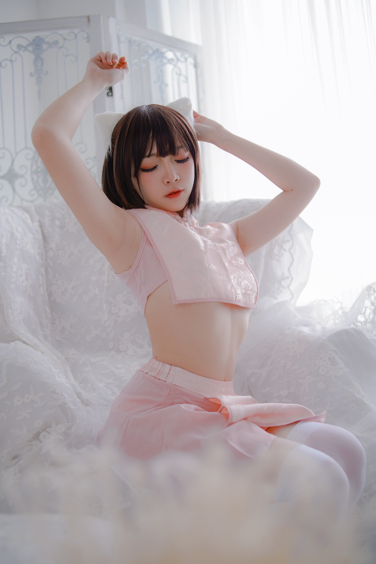图片[5]-【cosplay】-【二佐Nisa】-粉旗袍-COS世界