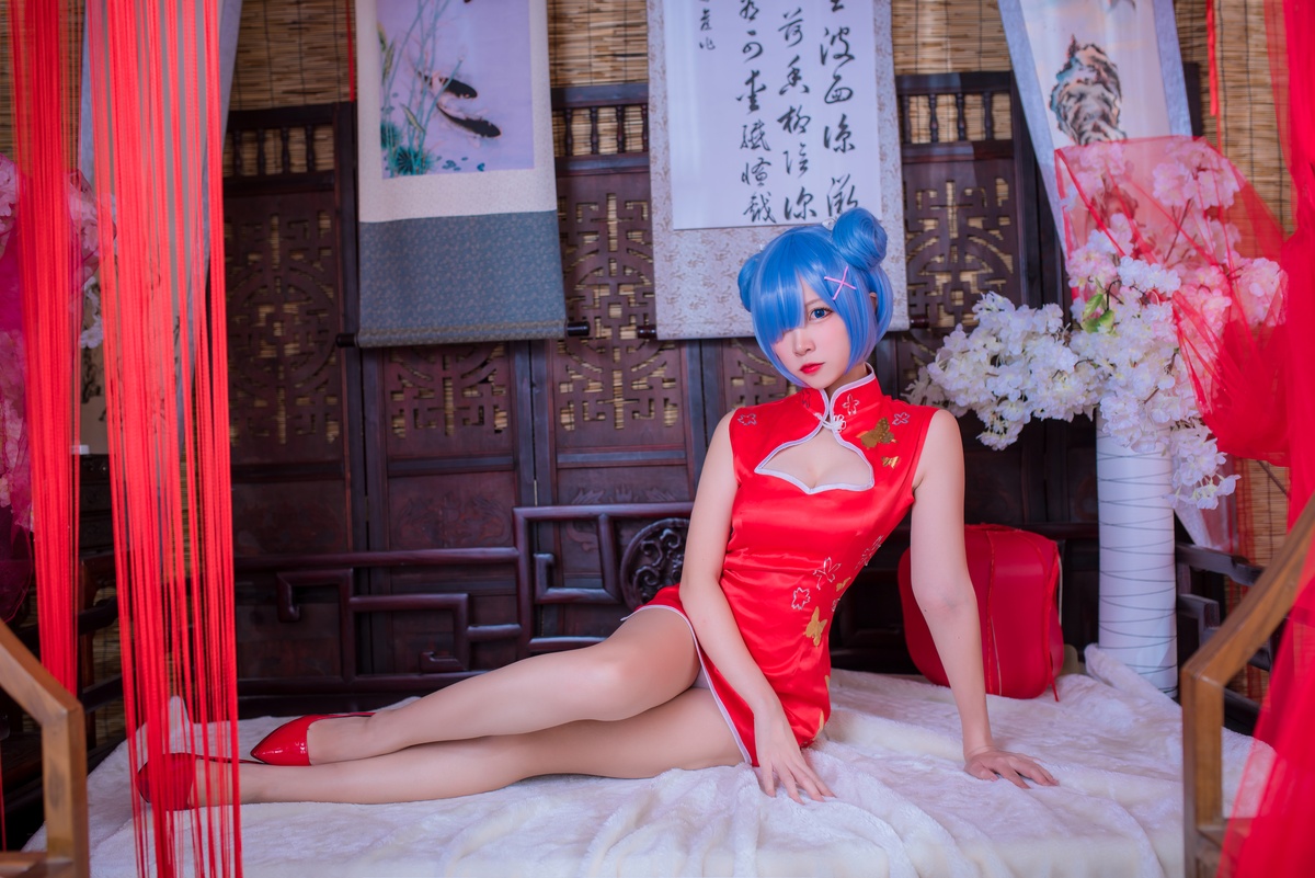 图片[3]-【cosplay】-【二佐Nisa】-蕾姆 旗袍-COS世界