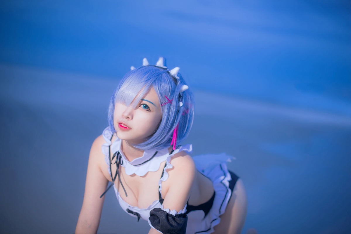 图片[2]-【cosplay】-【二佐Nisa】-雷姆 泳衣2-COS世界
