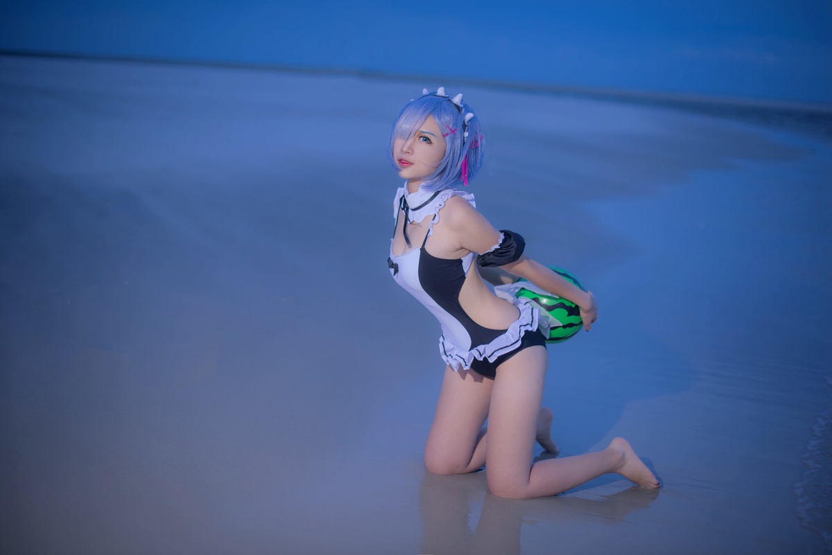 图片[4]-【cosplay】-【二佐Nisa】-雷姆 泳衣2-COS世界