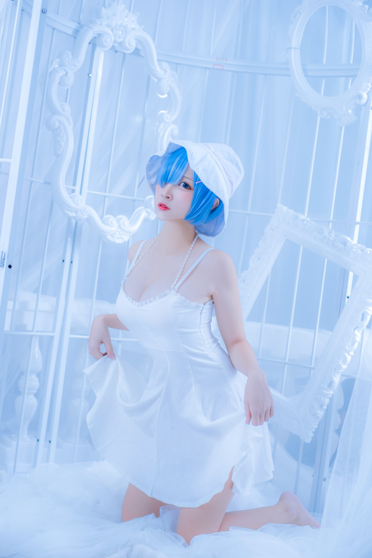 图片[2]-【cosplay】-【二佐Nisa】-雷姆 白裙-COS世界