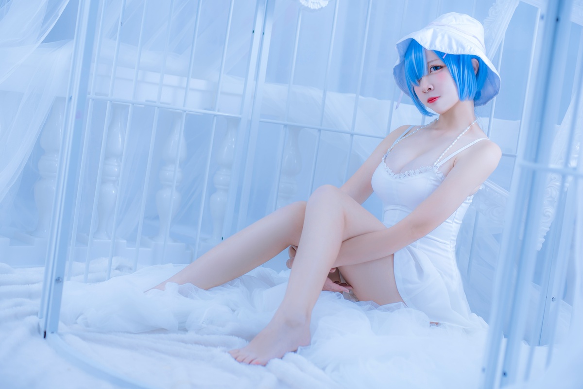 图片[3]-【cosplay】-【二佐Nisa】-雷姆 白裙-COS世界