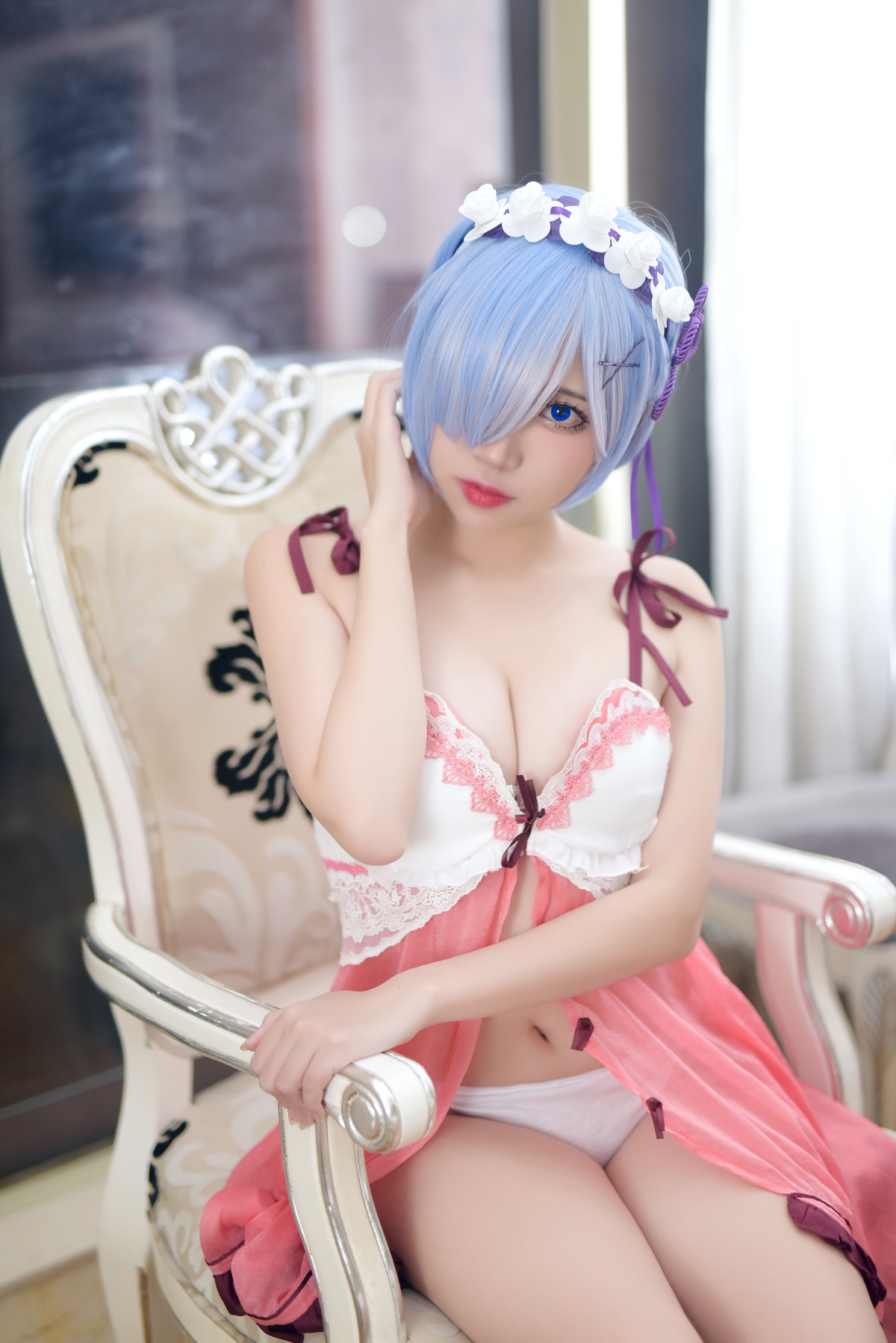 图片[4]-【cosplay】-【二佐Nisa】-雷姆 睡衣-COS世界