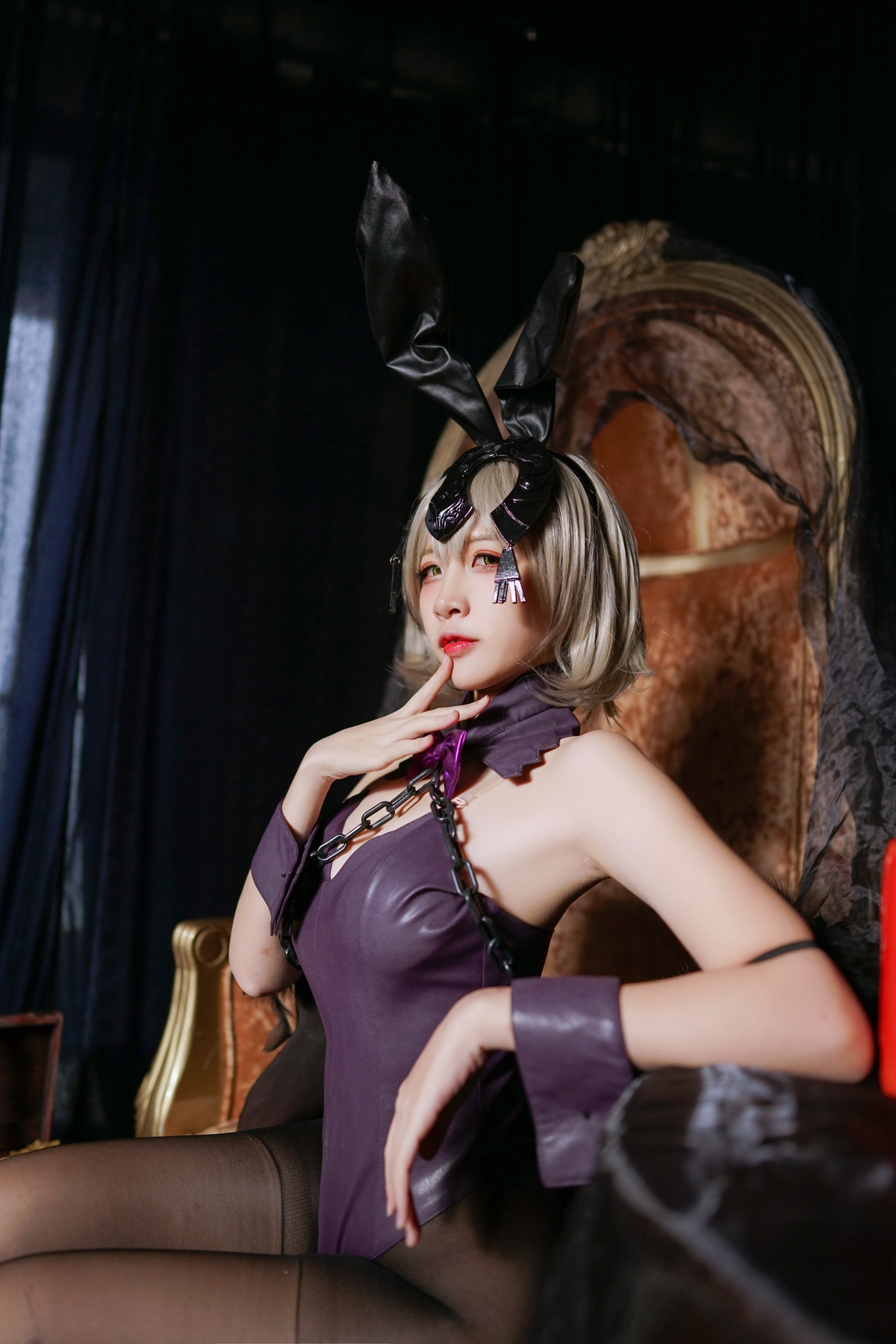 图片[4]-【cosplay】-【二佐Nisa】-黑贞 兔女郎-COS世界