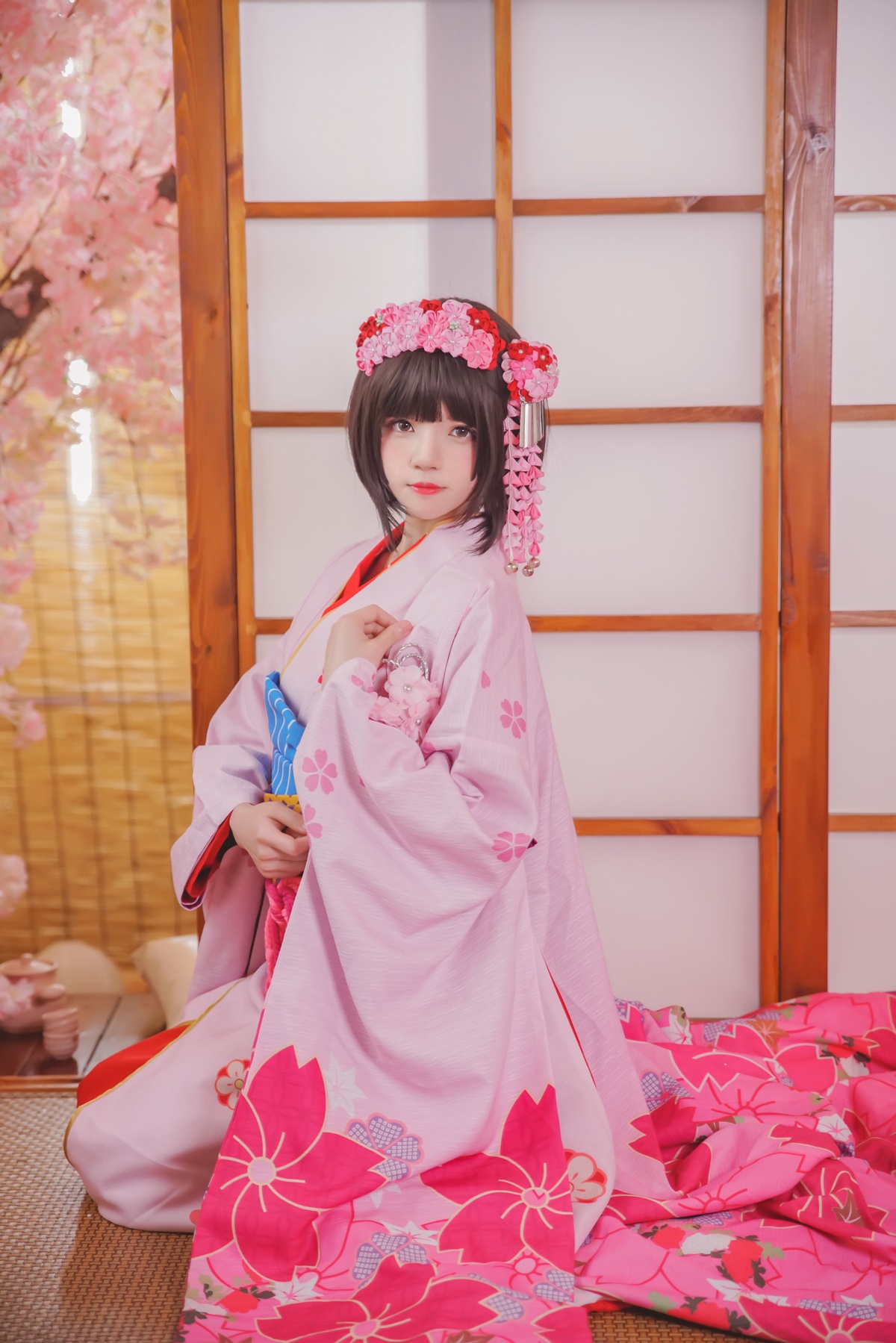 图片[3]-【coser】008【桜桃喵】（加藤惠）和服-COS世界
