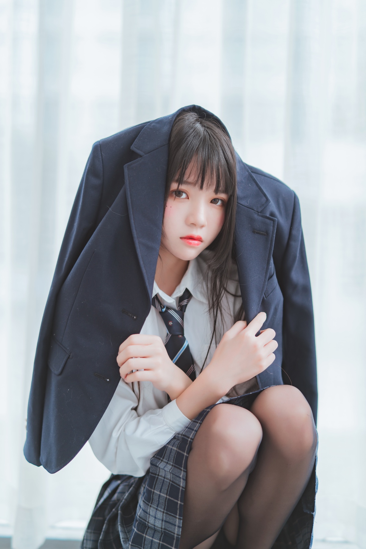 图片[4]-【coser】042【桜桃喵】冬季制服丝秀-COS世界