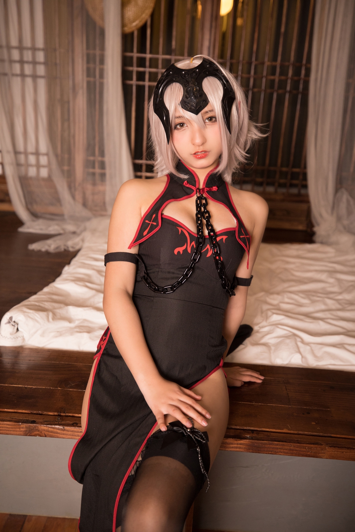 图片[46]-【coser】神乐坂真冬-旗袍黑贞-COS世界