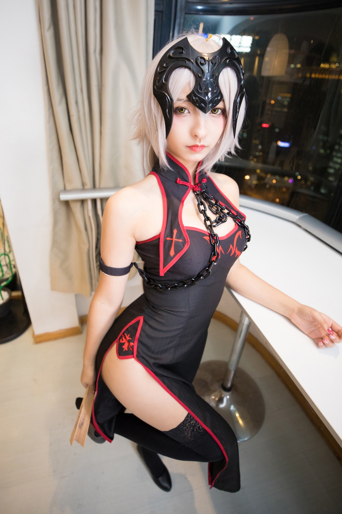 图片[84]-【coser】神乐坂真冬-旗袍黑贞-COS世界