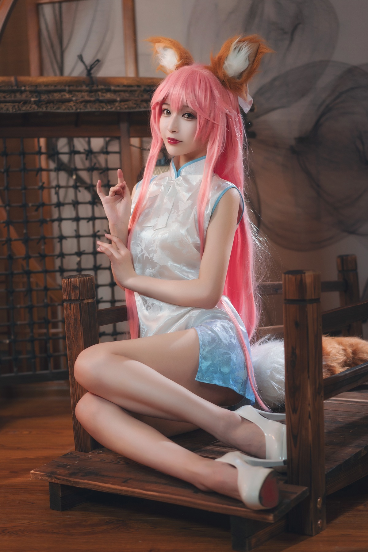 图片[3]-【coser】铁板烧鬼舞w-玉藻前旗袍-COS世界