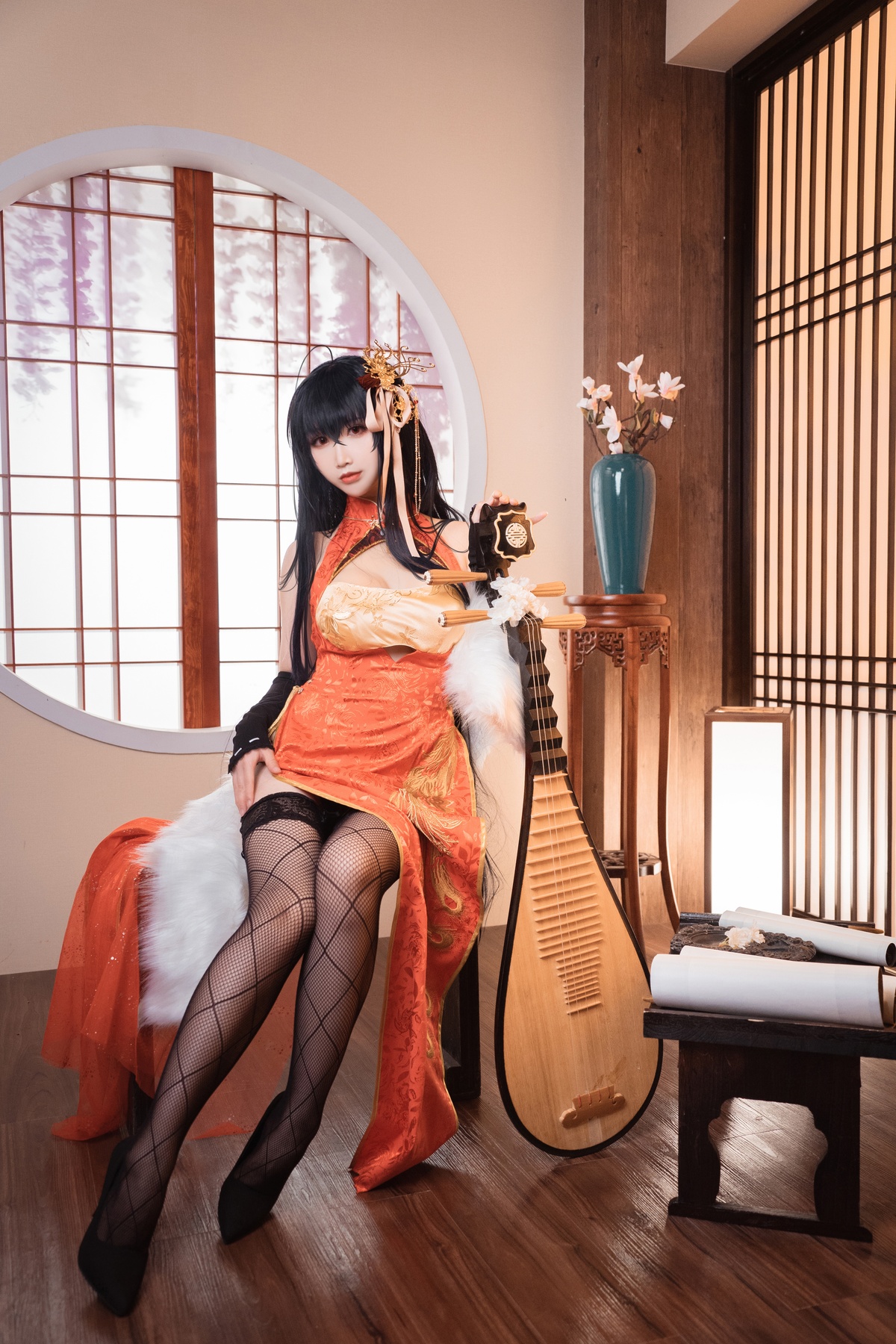 图片[3]-微博Coser@面饼仙儿 NO.100 大凤旗袍-COS世界