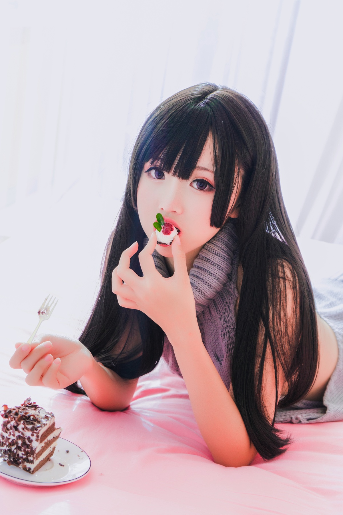微博Coser@面饼仙儿 NO.006 露背毛衣-COS世界