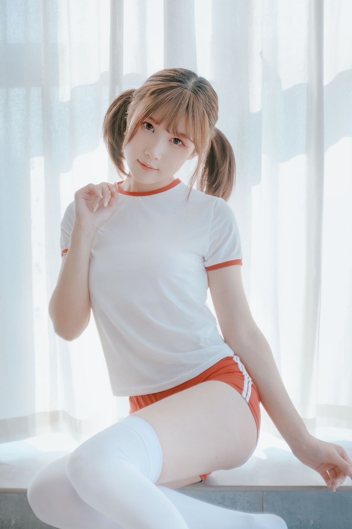 图片[5]-草莓酱娜 – 白丝红短裤体操服-COS世界