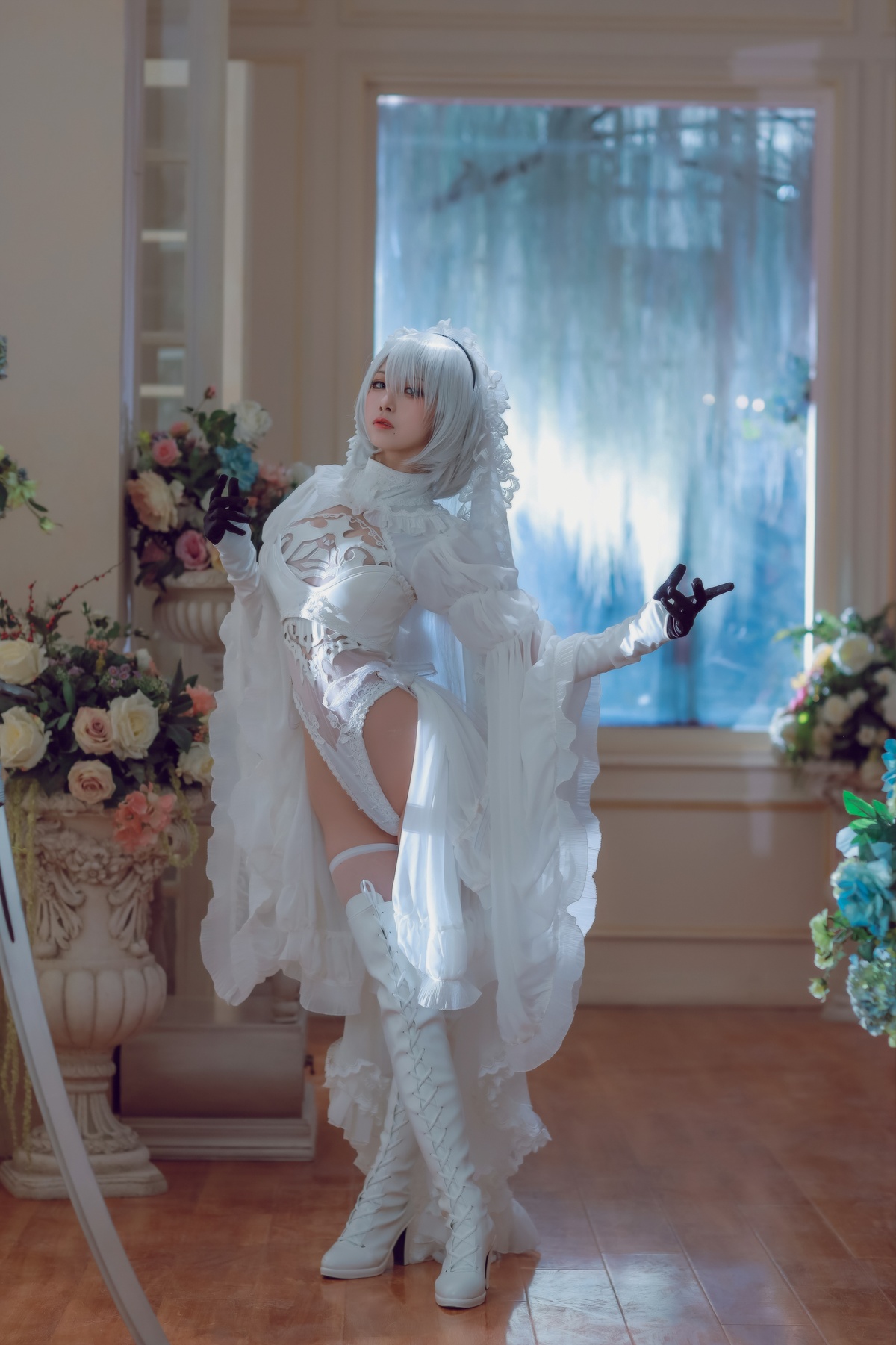 「cosplay」水淼aqua黑白花嫁2b-COS世界