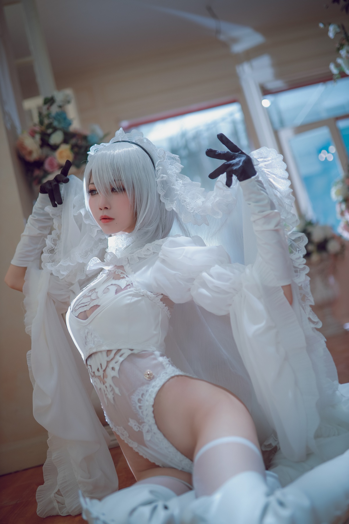 图片[5]-「cosplay」水淼aqua黑白花嫁2b-COS世界