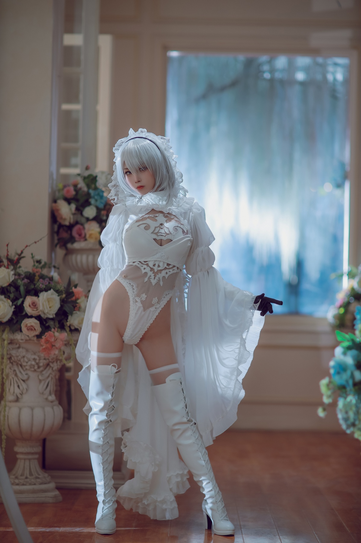 图片[3]-「cosplay」水淼aqua黑白花嫁2b-COS世界