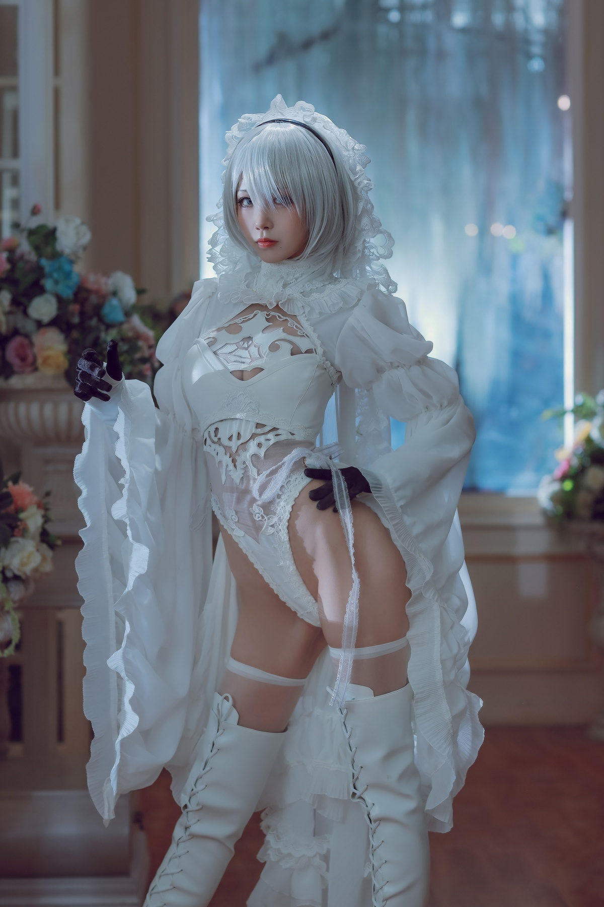 图片[2]-「cosplay」水淼aqua黑白花嫁2b-COS世界